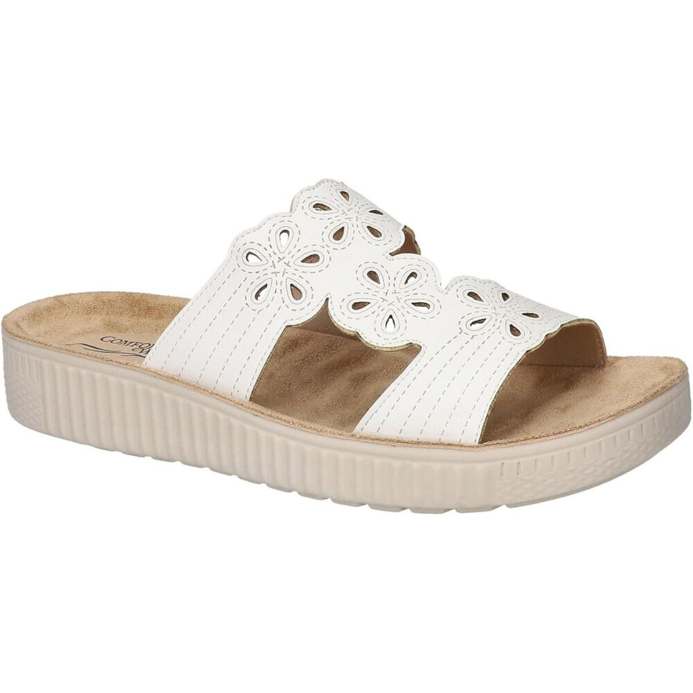 Easy Street Taj Sandals Women's US 7.5 White Slip On Platform Slide GAL1843